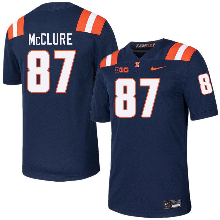 Men #87 Tyler McClure Illinois Fighting Illini College Football Jerseys Stitched-Navy